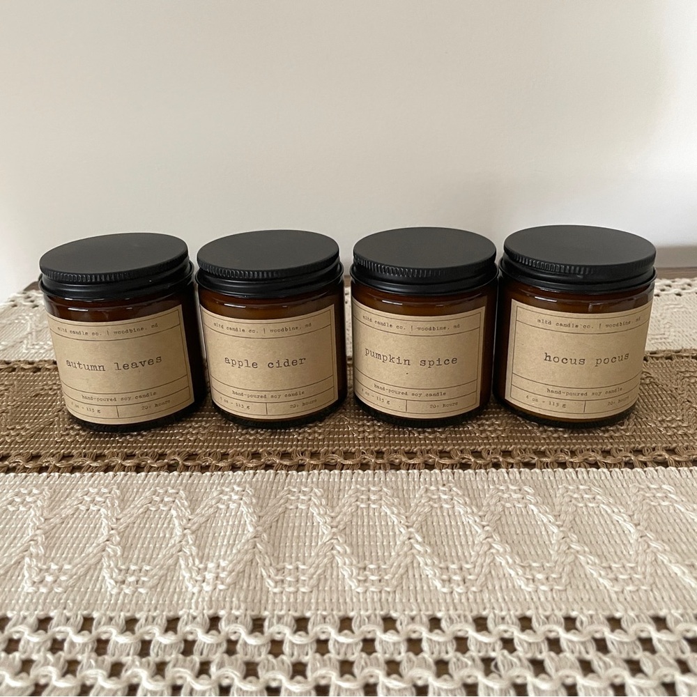 Mltd Candle Company.Mini Candle Set Autumn Apple Cider Pumpkin Spice Hocus Pocus